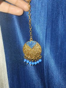 Gold &amp; Blue Indian Jewelry Set