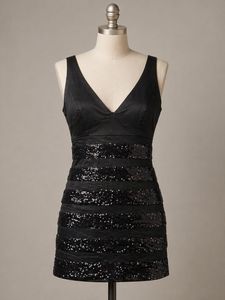 Sparkly Black V-Neck Party Dress