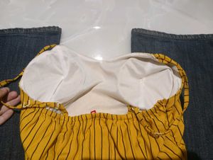Yellow Striped Padded Camisole Top