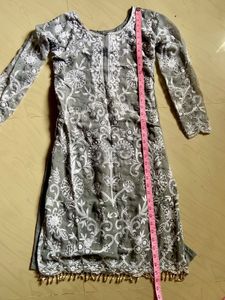 Elegant Grey Embroidered Kurta Set