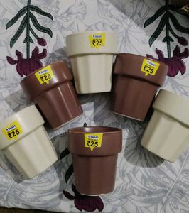 Set of 6 Ceramic Pots - Earth Tones
