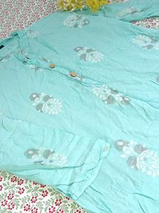 💙 classic Aqua Blue Printed Kurti