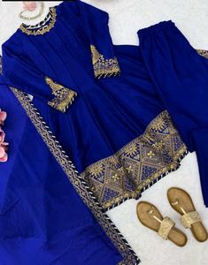 Elegant Royal Blue Embroidered Kurta Set