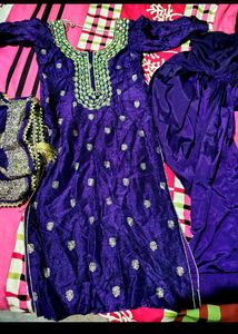 Beautiful Purple Kurta Set with Mirror Work