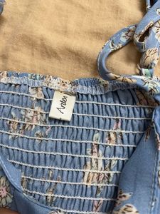 Blue Floral Print Top