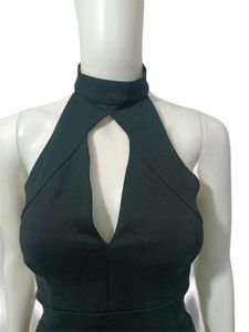 Chic Black Halter Neck Cutout Sexy Dress