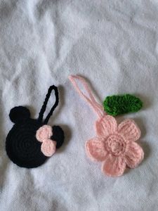 Handmade Crochet Minnie Mouse & Flower Charms