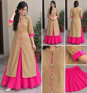 ethnic kurtaskirt festival vibe pink and gold