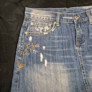 Distressed Denim Mini Skirt y2k