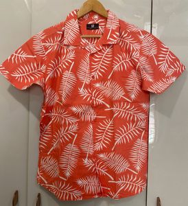 Men's Tropical Leaf Print Short Sleeve Shirt