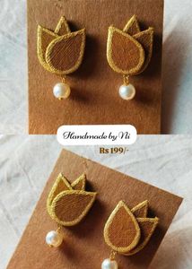 Elegant Gold Tulip Pearl Drop Earrings🧡