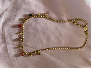 Palmonas Gold Beaded Necklace with Charms
