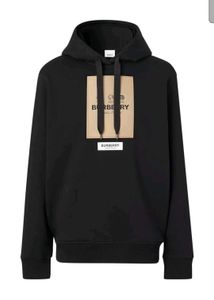 Burberry Owie Label Logo Hoodie Black Size L