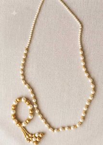 Pearl Necklace and Bracelet Set