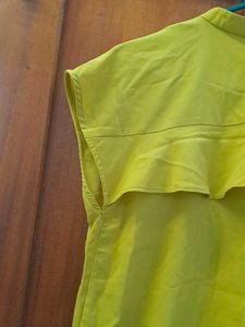 Vibrant Lime Yellow Top with Butterfly Embroidery