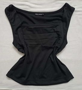 Black Ruched Crop Top