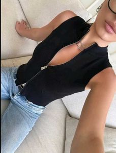 Sleeveless Collared Zip-Up Top