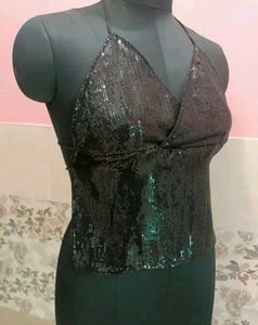 Chatpata Black 🖤 Sparkly Sequin Halter Neck Top