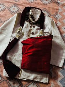 Elegant Brocade Kurta Set with Scarf (each 550)