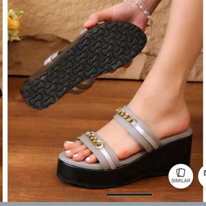 Stylish Wedge Sandals with Gold Chain Detail