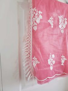 Pink Embroidered  Heavy Saree With Stitched Blouse