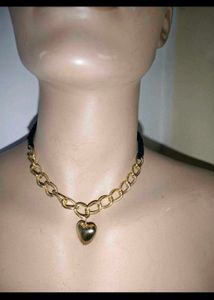 Chunky Gold Heart Choker Necklace