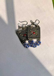 Bohemian Oxidized Silver Dangle Earrings
