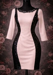 Elegant Sequin Panel Sheath Dress
