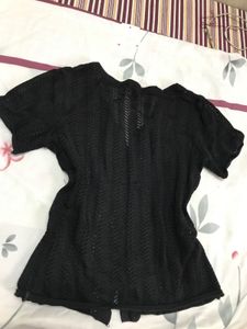 Black Crochet Cardigan