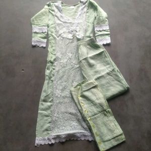 Elegant Green Kurta with Pants Set