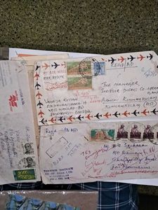 3 VINTAGE INDIAN ENVELOPES WITH STAMPS