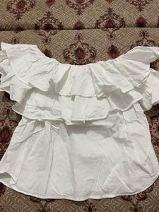 White Ruffled Off-Shoulder Top