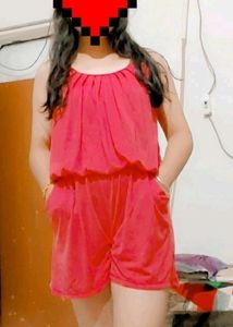Red Sleeveless Romper