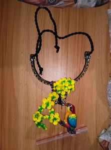 Clay Handmade Bird & Flower Necklace