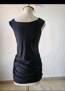 Elegant Black Ruched Cocktail Dress