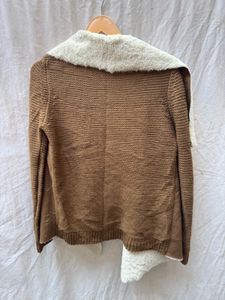 Brown Faux Shearling Cardigan