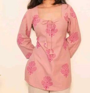 Pink Floral Print Kurta