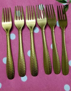 Set of 6 Gold Dessert Forks