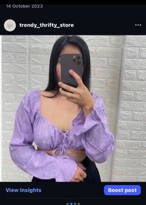 Lavender Long Sleeve Crop Top
