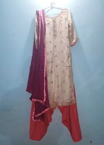 Peach Suit Salvar Dupatta Set