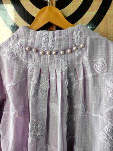 Lavender Top with Pearls