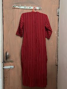 Women Red Stripped Kurti
