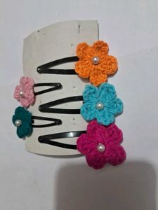 Flower Hair Clips - Handmade Crochet 5