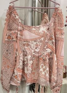 Boho Print Peplum Blouse