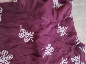 Maroon Embroidered Kurta