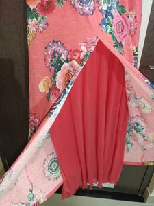 Western Floral Gown(Long) Pinkish Colour