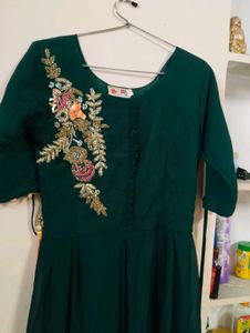 Emerald Green Embroidered Anarkali Suit