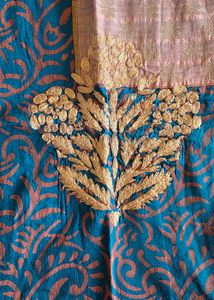 Teal &amp; Orange Printed Sleeveless Kurta