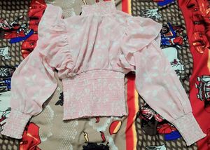 Pink Floral Smocked Crop Top