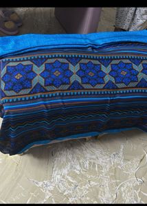 Elegant Blue Patterned Saree with blouse peice